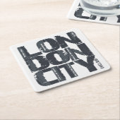 ロンドン、イギリスのタイポグラフィ スクエアペーパーコースター (アングル)