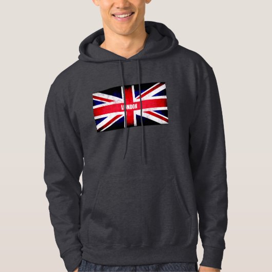 ロンドン/イギリス国旗の黒 パーカ (正面)