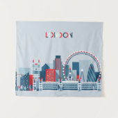 ロンドン、イギリス|の赤く、白くおよび青のスカイライン タペストリー (正面(横))