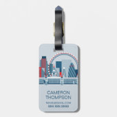 ロンドン、イギリス|の赤く、白くおよび青のスカイライン ラゲッジタグ (裏面縦)