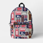 ロンドン イギリス アイコン 名前入り プリントバックパック (正面)