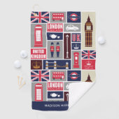ロンドン イギリス オーダーメイド 名前入り アイコン ゴルフタオル (インサイチュ)