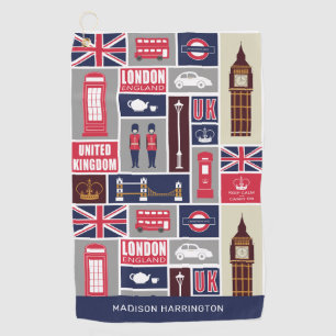 ロンドン イギリス オーダーメイド 名前入り アイコン ゴルフタオル