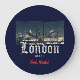 ロンドン・イギリス・スカイ統一されたライン・キングダム・イングランド・ヴィンテージ ラージ壁時計