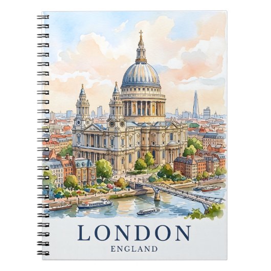 ロンドン イギリス セントポール大聖堂 水彩画 旅行 ノートブック (正面)