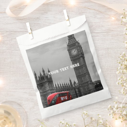 ロンドン イギリス ビッグベン ヴィンテージ ブラック＆ホワイト お気に入り フェイバーバッグ (クリップ留めされた状態)
