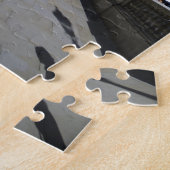 ロンドン イギリス ビッグベン ヴィンテージ ブラック ホワイト レッド バス ジグソーパズル (側面)