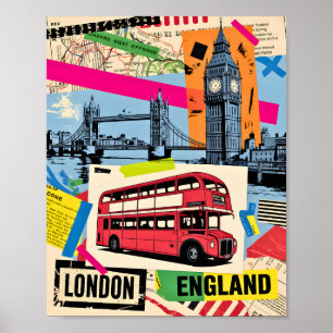 ロンドン イギリス レトロ ポップアート ビンテージ バス 旅行 ポスター