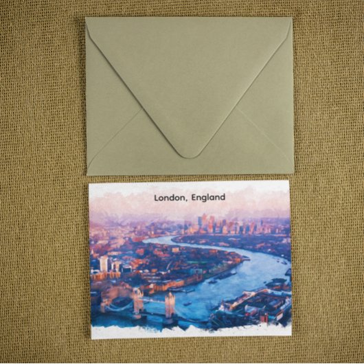 ロンドン イギリス 水彩画 空中 都市景観 ポストカード