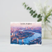 ロンドン イギリス 水彩画 空中 都市景観 ポストカード (スタンド正面)