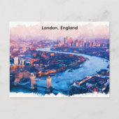 ロンドン イギリス 水彩画 空中 都市景観 ポストカード (正面)