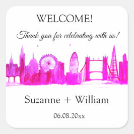 ロンドン イギリス 空撮 ピンク ウェディング ギフト 広場 スクエアシール