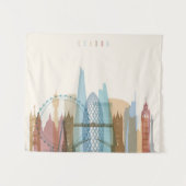 ロンドン、イギリス|都市スカイライン タペストリー (正面(横))