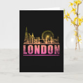ロンドン イギリス 都市 スカイライン 都市景観 面白い ギフト カード (黄色い花)