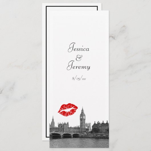 ロンドン イギリス UK スカイライン キス メニュー レセプション 招待状 (正面/裏面)