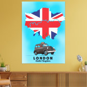 ロンドン イラスト地図 旅行ポスター キャンバスプリント (インサイチュ (リビング))