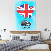 ロンドン イラスト地図 旅行ポスター キャンバスプリント (インサイチュ (寝室))