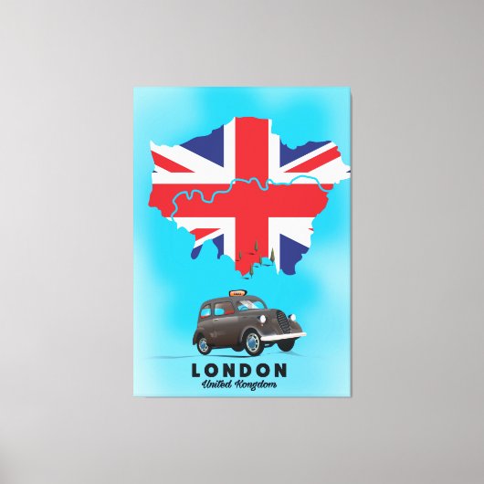 ロンドン イラスト地図 旅行ポスター キャンバスプリント (正面)