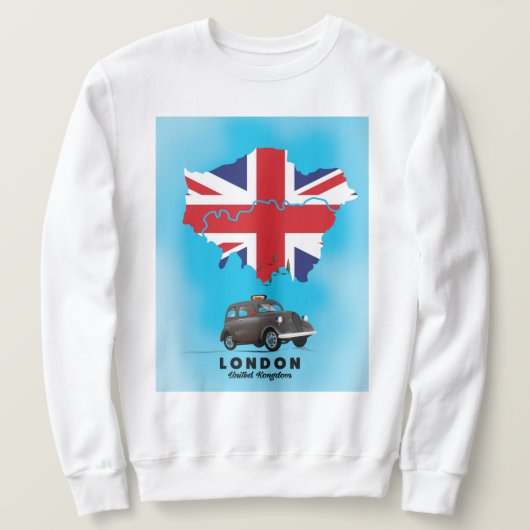 ロンドン イラスト地図 旅行ポスター スウェットシャツ (デザイン正面)