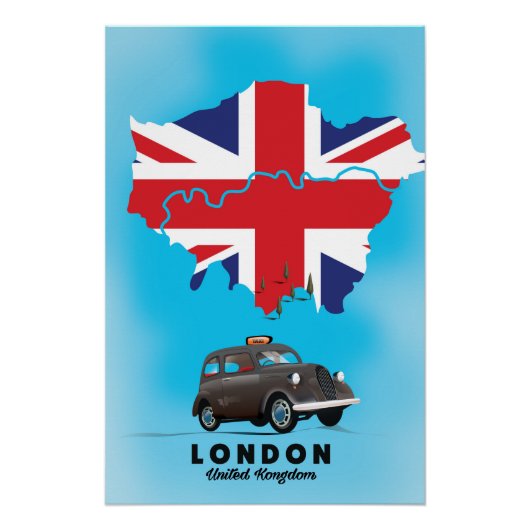 ロンドン イラスト地図 旅行ポスター ポスター (正面)