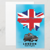 ロンドン イラスト地図 旅行ポスター 便箋 (正面/裏面)
