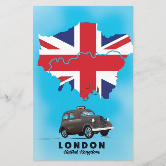 ロンドン イラスト地図 旅行ポスター 便箋 (正面)