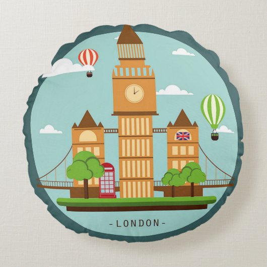 ロンドン、イングランドのクリップアート ラウンドクッション (正面)