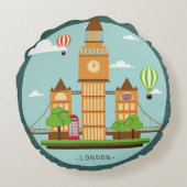 ロンドン、イングランドのクリップアート ラウンドクッション (裏面)