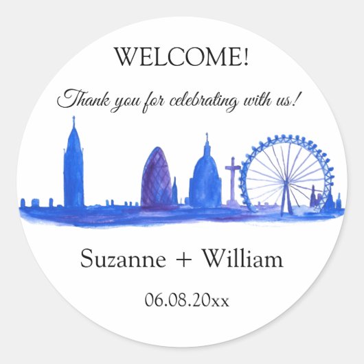 ロンドン・イングランドのスカイラインブルーが結婚式を引き立てる ラウンドシール (正面)
