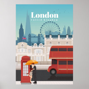 ロンドン・イングランドへの旅行アート ポスター