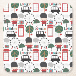 ロンドン·イングランドをテーマにしたコースター スクエアペーパーコースター