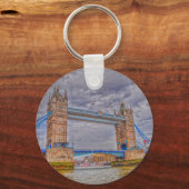 ロンドン、イングランドタワーブリッジ&テムズリバー キーホルダー (正面)