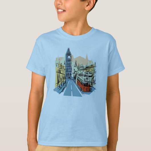 ロンドン・イングランド市街風景の少年たちがT Tシャツ (正面)