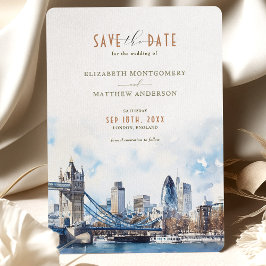 ロンドン・イングランド水の色Save the Date 結婚's 招待状