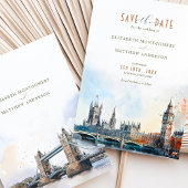 ロンドン・イングランド水の色Save the Date 結婚's 招待状