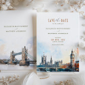 ロンドン・イングランド水の色Save the Date 結婚's 招待状