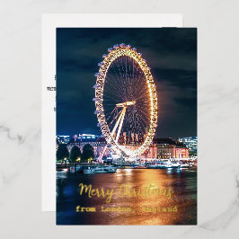 ロンドン・イングランド発のメリークリスマス 箔シーズンカード