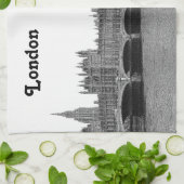 ロンドン・イングランド英国スカイラインがエッチング キッチンタオル (折り畳み)