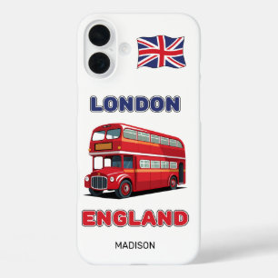 ロンドン イングランド オーダーメイドネーム入り iPhone 16 PLUSケース