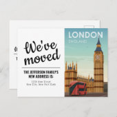 ロンドン・イングランド・ビッグベン・ヴィンテージ引っ越しました ポストカード (正面/裏面)