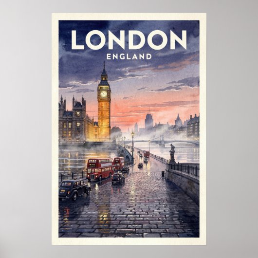 ロンドン イングランド ビンテージ旅行 ポスター (正面)
