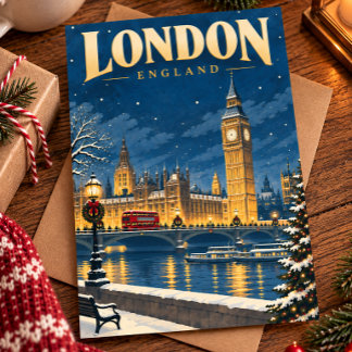 ロンドン イングランド ビンテージ クリスマス トラベル ポストカード