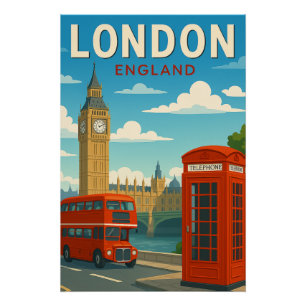 ロンドン イングランド ビンテージ トラベルポスター – ビッグベン ポスター