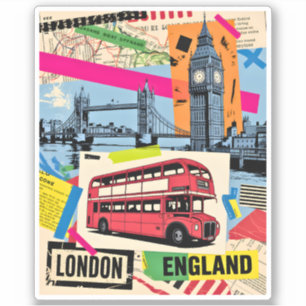 ロンドン イングランド レトロ ポップアート ビンテージ バス 旅行 シール