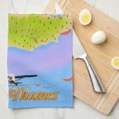ロンドン イングランド ロンドン Thames川の地図 キッチンタオル (四つ折り)