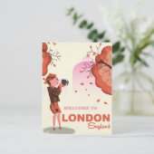 ロンドン、イングランド・ヴィンテージ旅行ポスター ポストカード (スタンド正面)