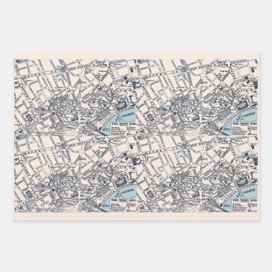 ロンドン イングランド 古地図 ラッピングペーパーシート (正面)