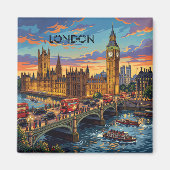 ロンドン イングランド 旅行 アート ヴィンテージ マグネット (正面)