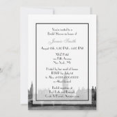 ロンドン イングランド 空のライン キス #1 白黒 バーチャル ブライダル シャワー 招待状 (裏面)