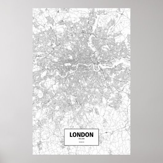 ロンドン、イングランド(黒の白) ポスター (正面)